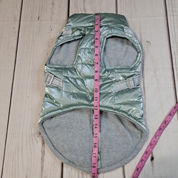 MEDIUM Martha Stewart Mint Green Dog Harness Puffer Jacket Quilted Fleece Lined - Picture 3 of 8